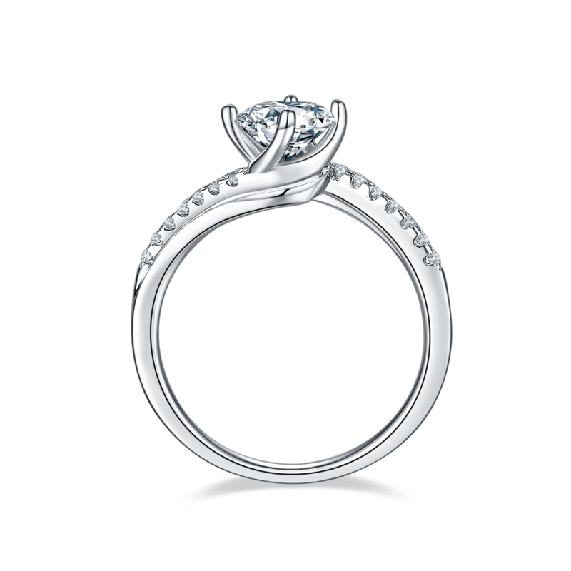 幸福相拥S925银镀白金MoissaniteWomen's Ring1ctD级